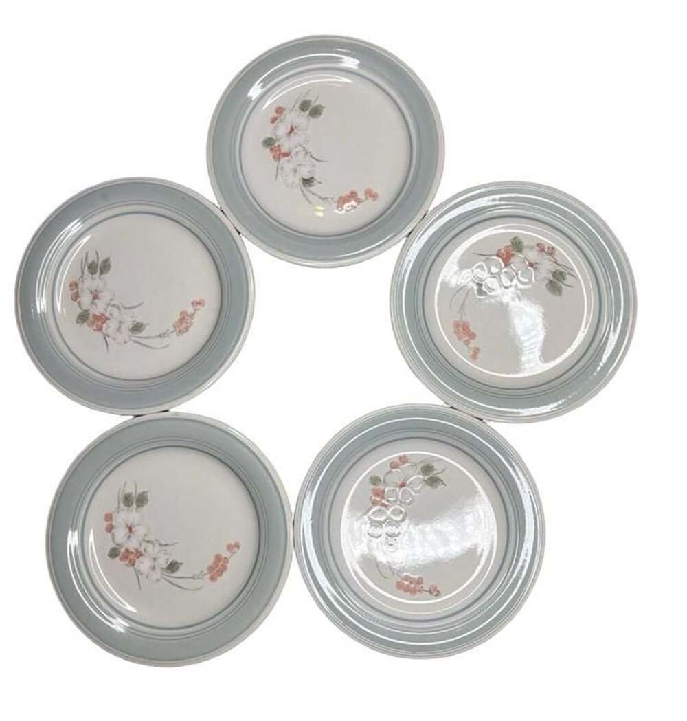 Impressions by Daniele Riverside Dinner Plates Set of 5 Blue Mist Stoneware
